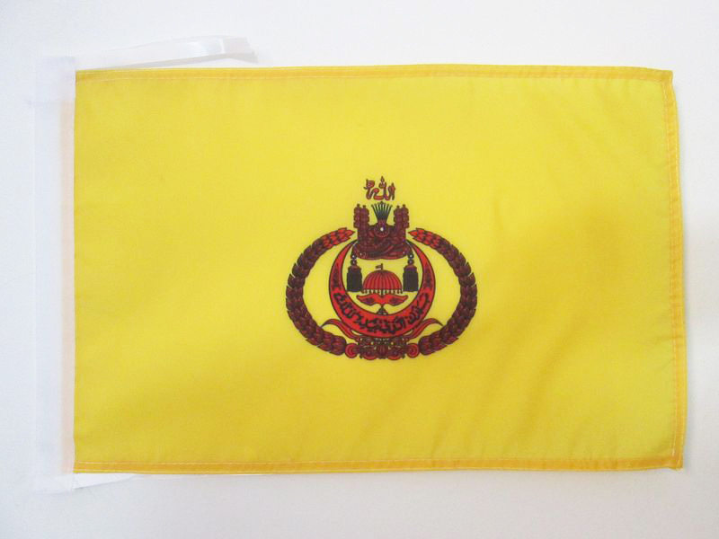 BANDIERA STANDARDO DEL SULTANO DEL BRUNEI 45x30cm - BANDIERINA DEL BRUNEI 30 x 4