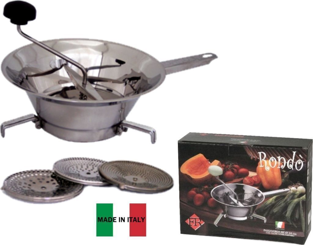 PASSAVERDURA PASSATUTTO INOX 18/10 DM 16 CON 3 DISCHI TAGLIO MADE ITALY 82021