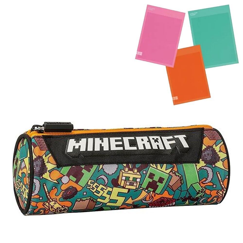 Astuccio Portapenne Tombolino Minecraft Funtage + 3 quaderni tinta unita 5mm