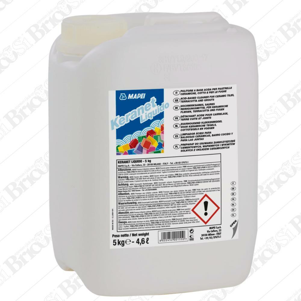 Mapei Pulitore Liquido a base acida 5kg x fughe piastrelle, ceramiche KERANET