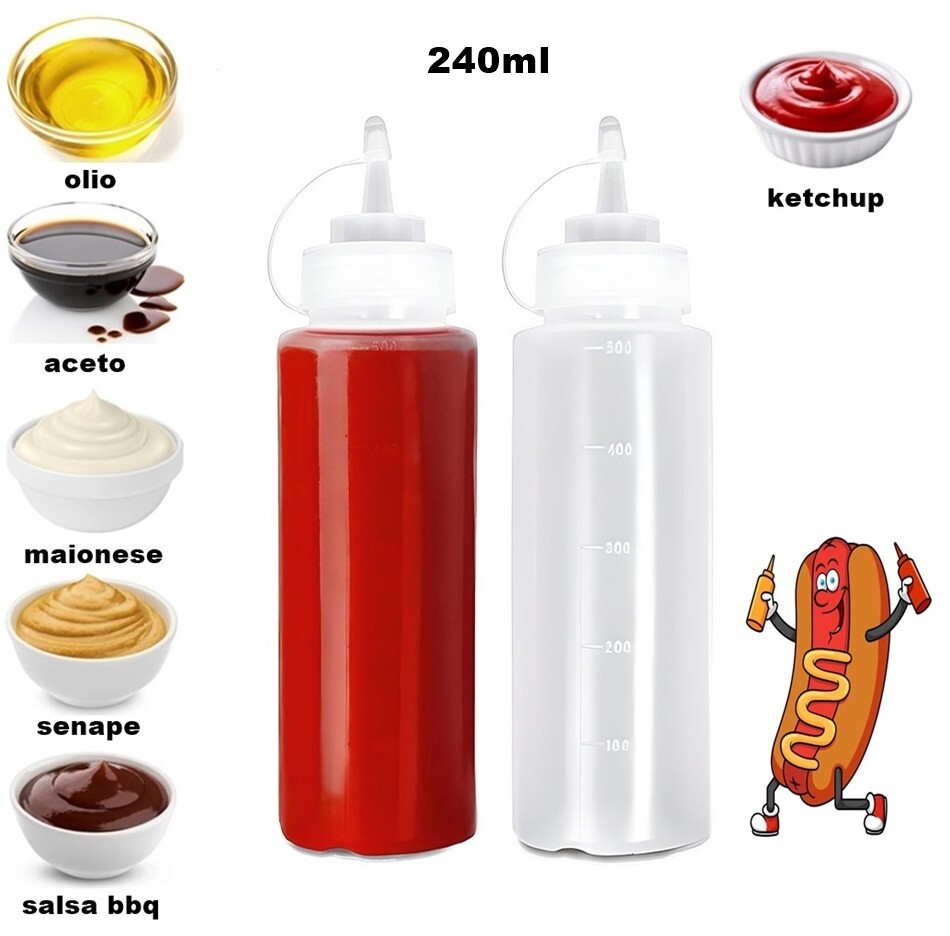 SET DI DUE DISPENSER DOSATORI GRADUATI X CONDIMENTI IN PLASTICA ALIMENTARE LDPE