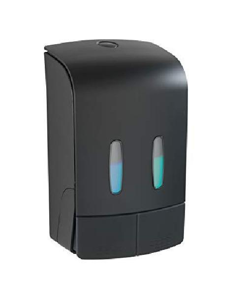 Tartas - Dispenser per sapone e disinfettante, a 2 scomparti, colore: nero, dosa