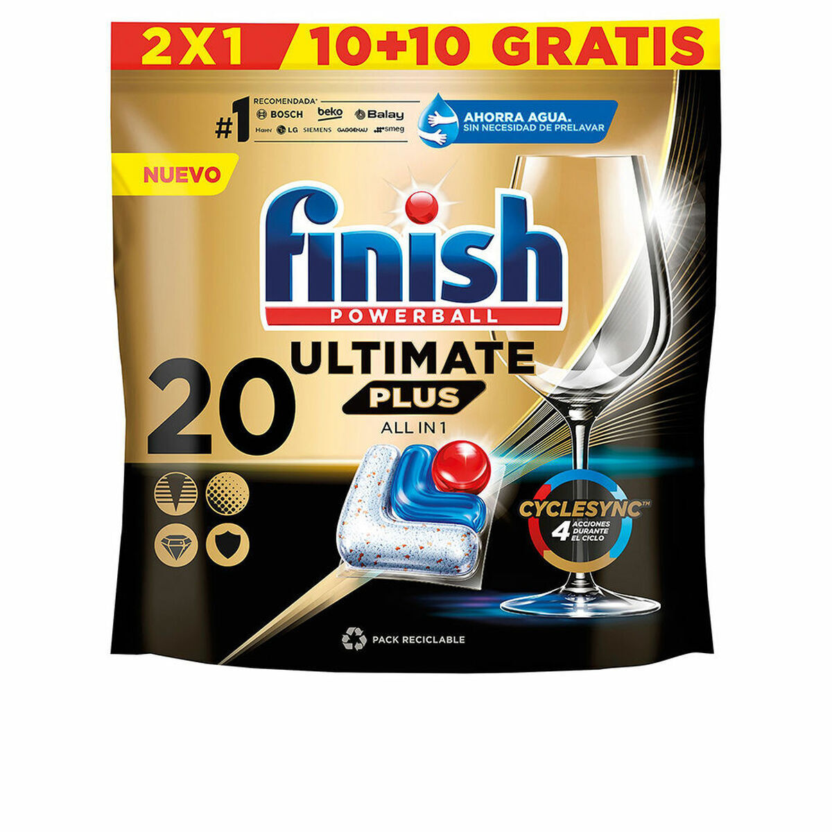 Pastiglie per lavastoviglie Finish Ultimate Plus [20 Unità]