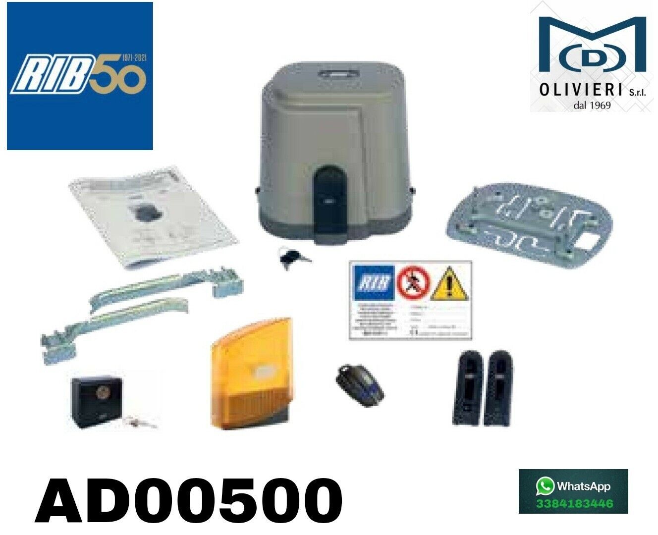 KIT AUTOMAZIONE CANCELLO SCORREVOLE MOTORE RIB kit  K500 codice AD00500