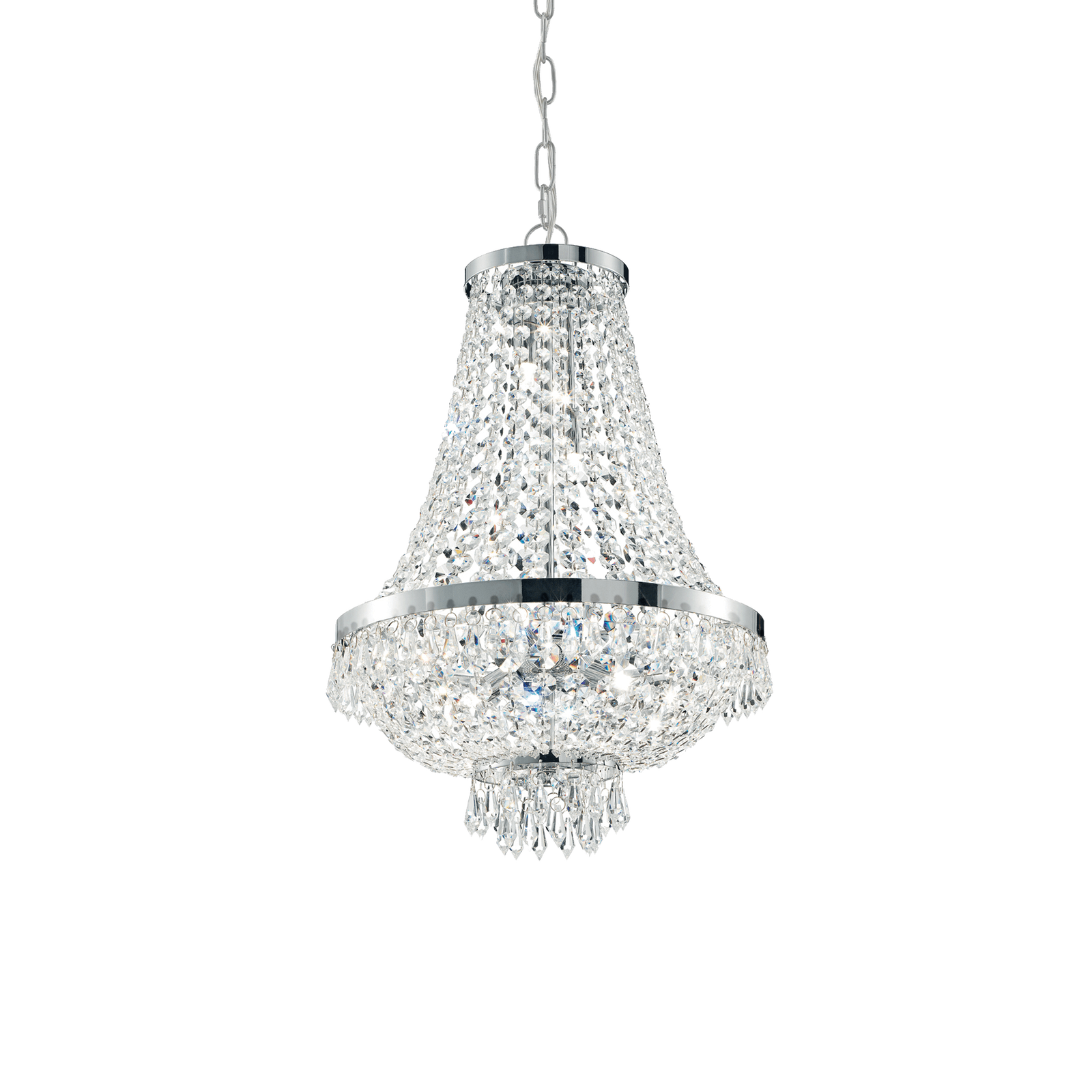 Caesar sp9 lampadario in cristallo cromo molato con pendenti 9 luci