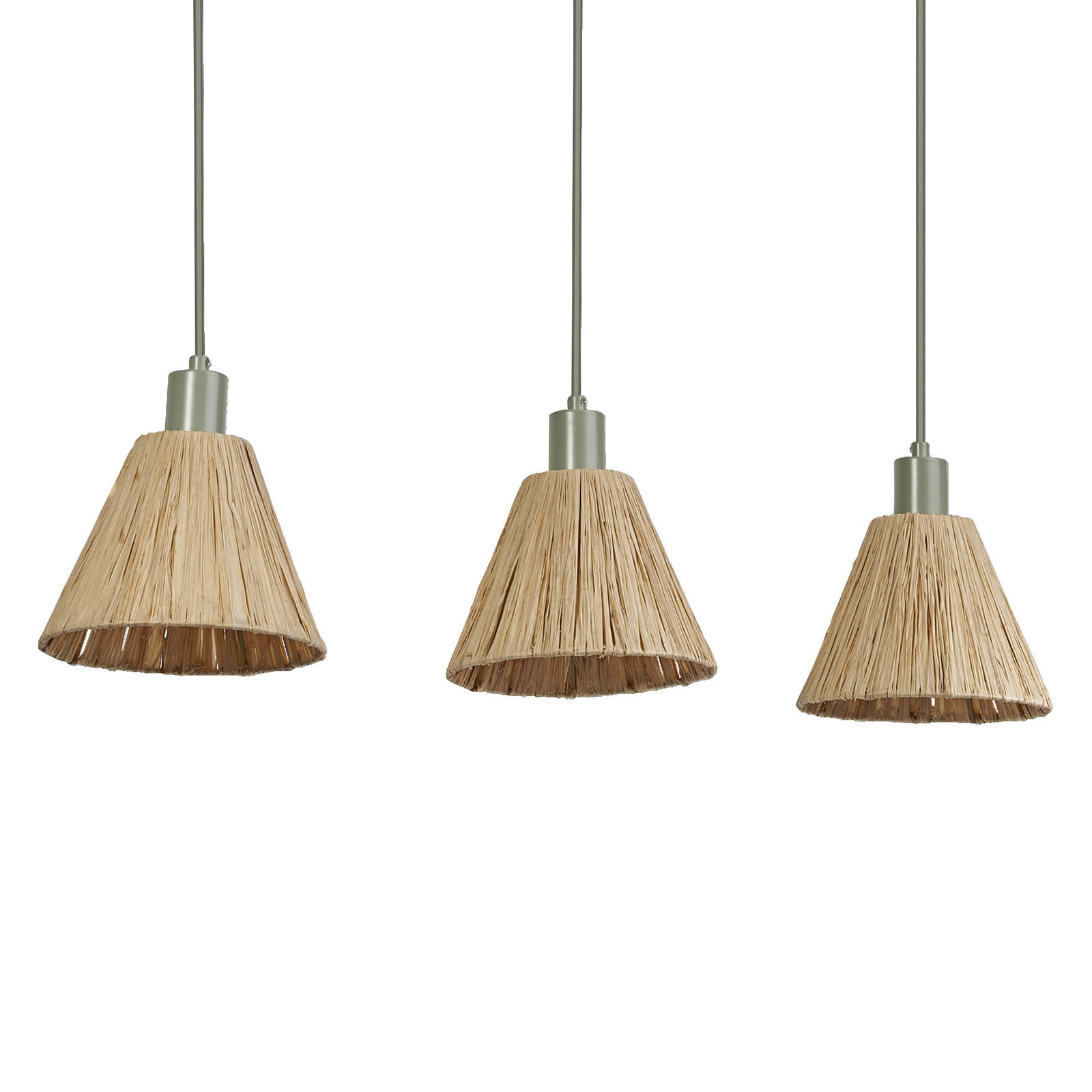 LEDVANCE Pendelleuchte 3-flammig Decor Raffia Linear grün aus Bast und Metall, E