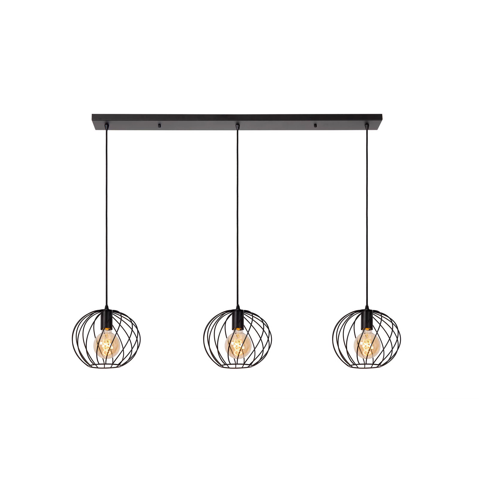 Lucide Lampada a sospensione in metallo con tre diffusori lineari dal design mod