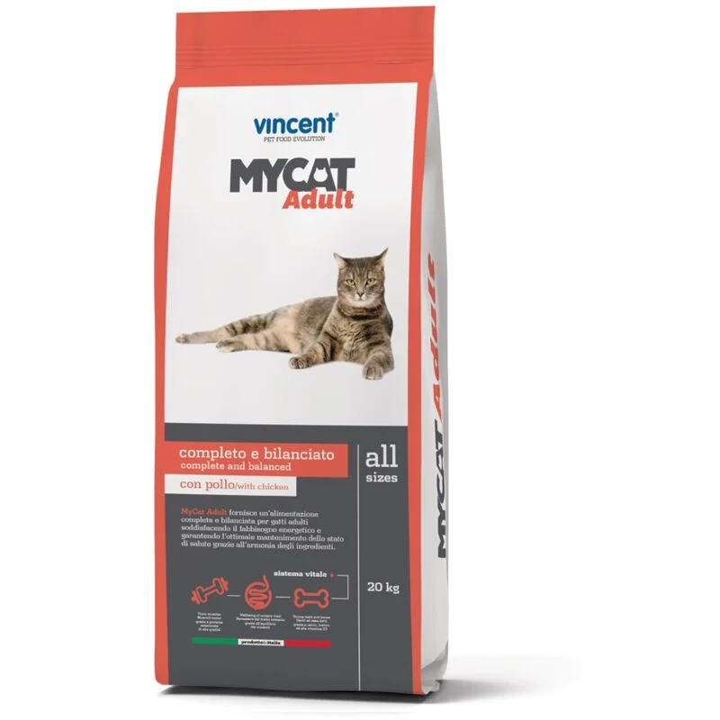 VINCENT PET FOOD Crocchette croccantini GATTO MYCAT adult sacco 20 kg
