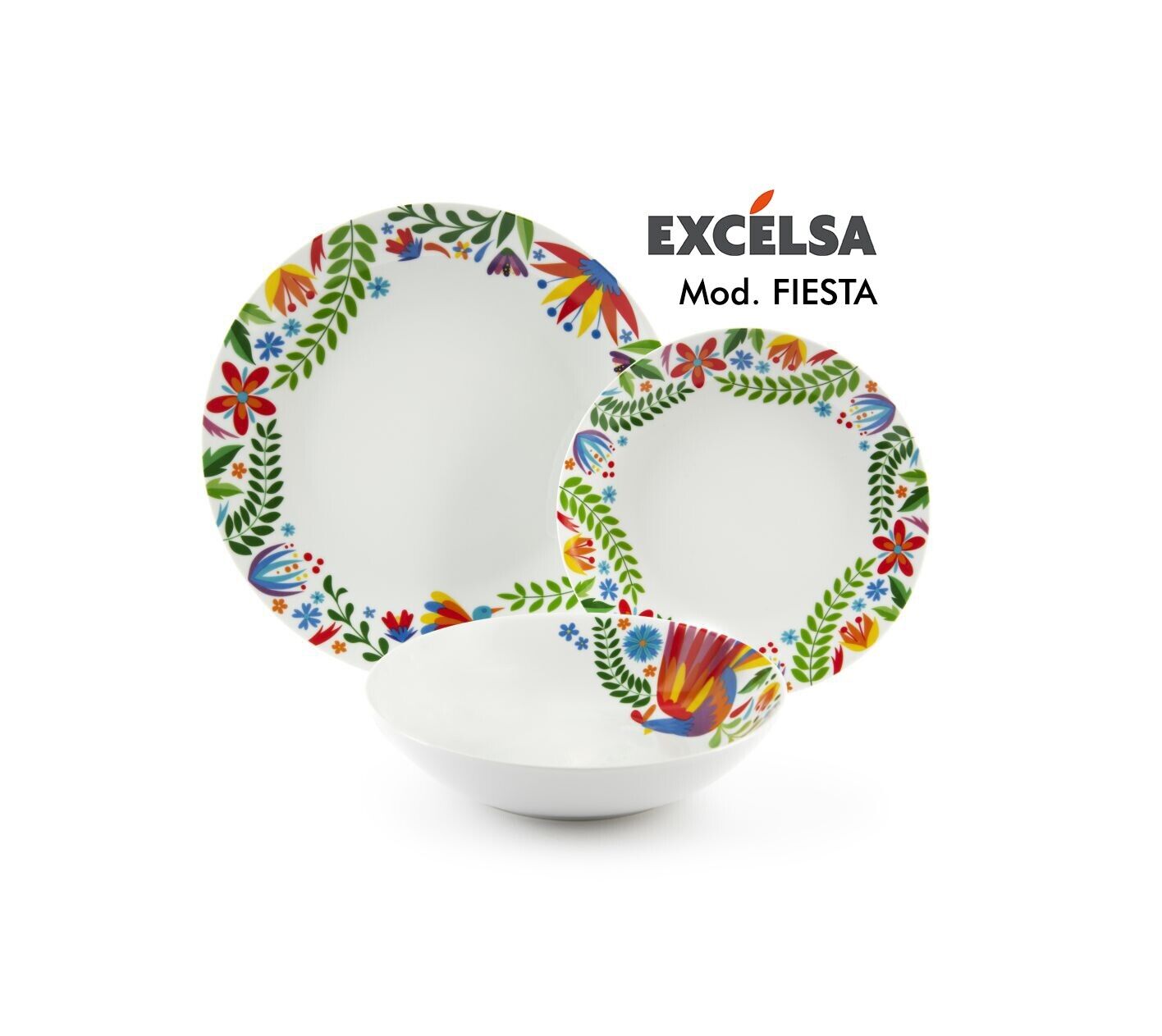 SERVIZIO PIATTI, DECORAZIONI FLOREALI, PORCELLANA, 12 PEZZI - FIESTA