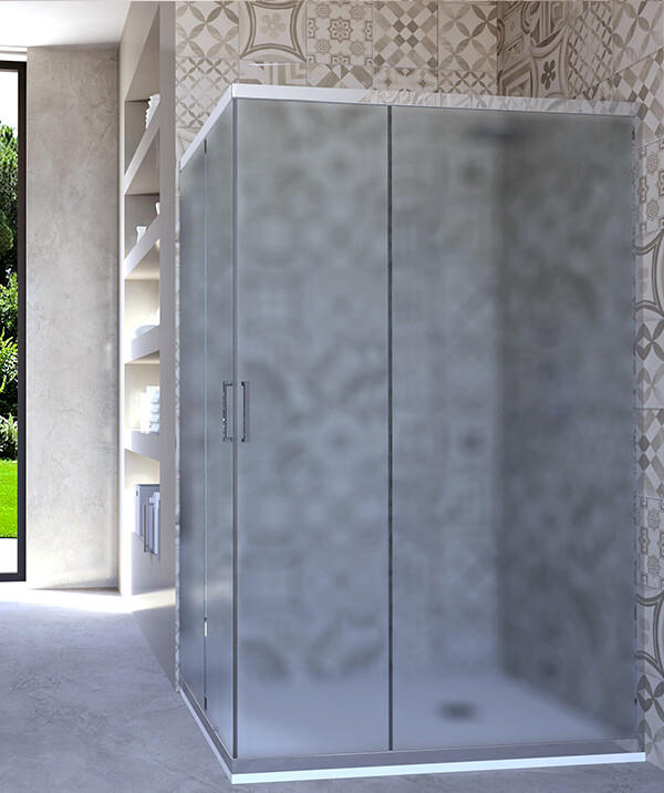 Box doccia angolare porta scorrevole 60x85 cm opaco