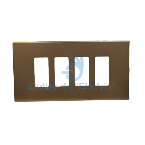 VIMAR PLACCA 4 POSTI A SCATTO ALLUMINIO BRONZO 08638.BR SERIE 8000