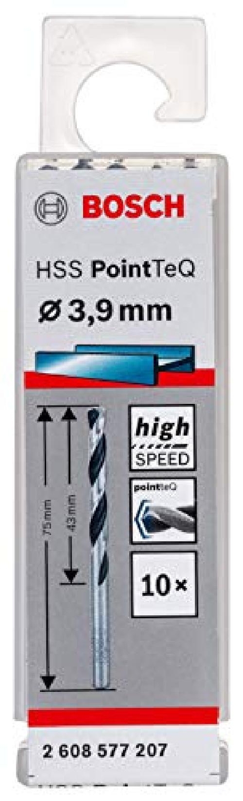 Bosch Accessories 2608577207 HSS PointTeQ   3,9 x 43 x 75 mm     Set da 10 Pezzi