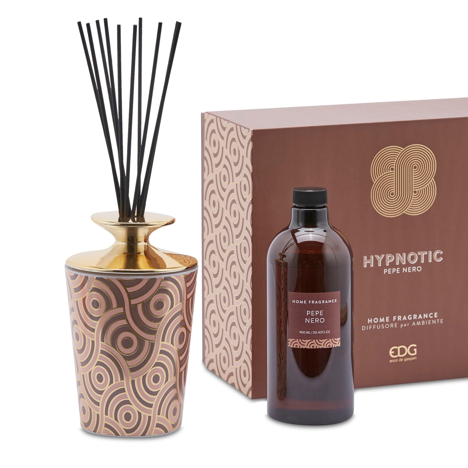 EDG Enzo De Gasperi Profumatore Bottiglia Hypnotic 900ml + Bastoncini H19 Pepe N