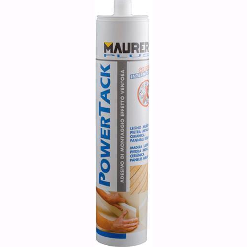Silicone ADESIVO di MONTAGGIO MAURER PLUS POWERTACK per INTERNI BIANCO 400 gr
