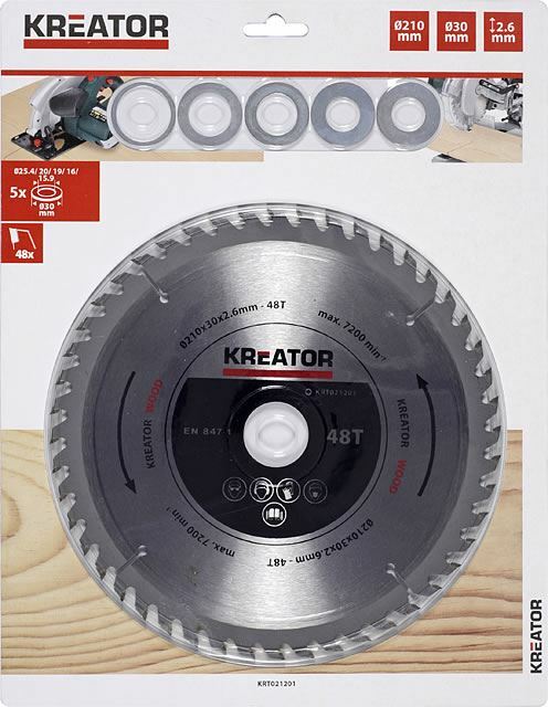 KREATOR LAMA PER LEGNO 210 x 30 x 2,2 mm DISCO 48 DENTI sega circolare KRT021201
