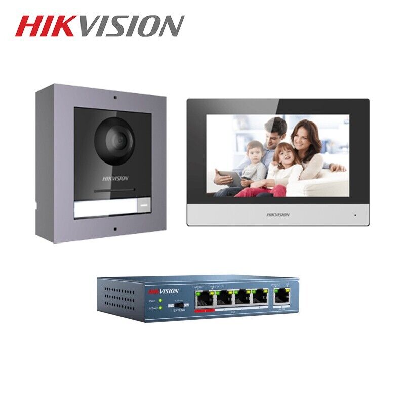 Hikvision DS-KIS602 Videocitofono Intercom IP Monofamiliare Espandibile App H...