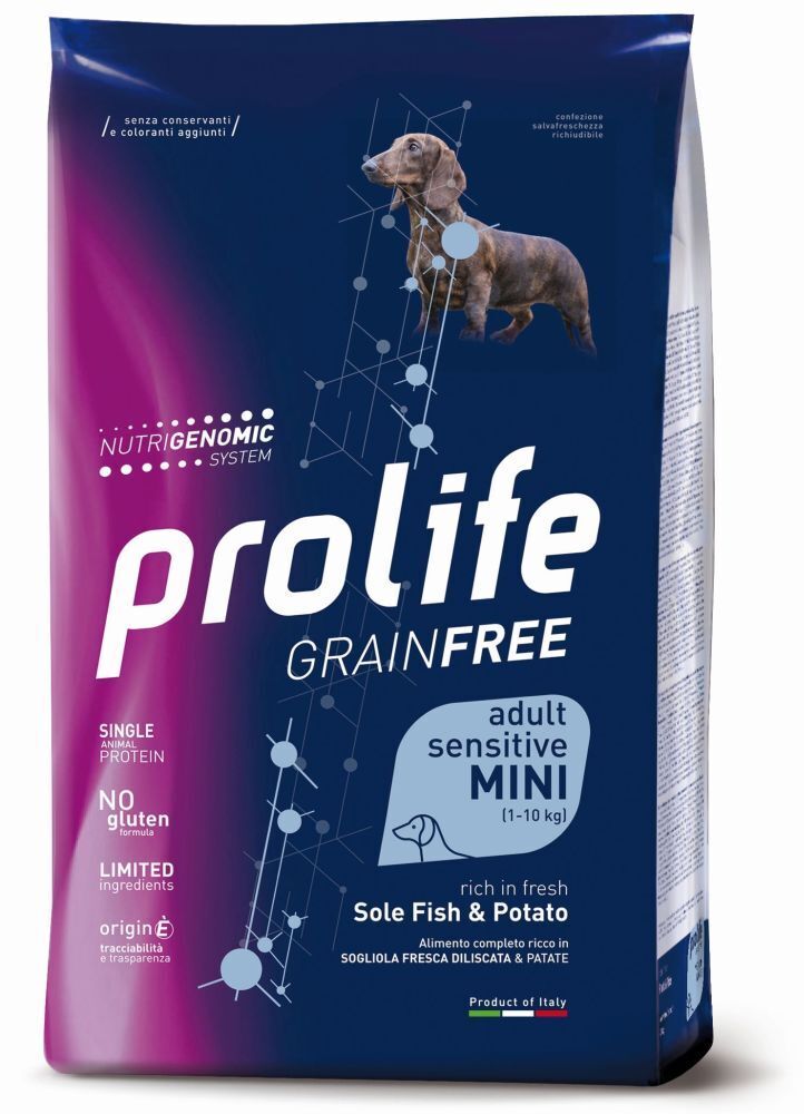 PROLIFE DOG Grain Free Sensitive Sole Mini Adult Pesce e Patate 600gr