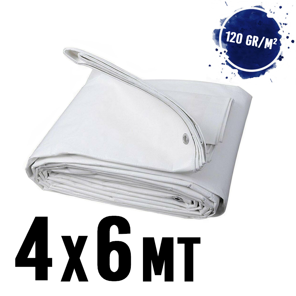 Telo telone impermeabile occhiellato mt 4x6 BIANCO- 120 gr/m²
