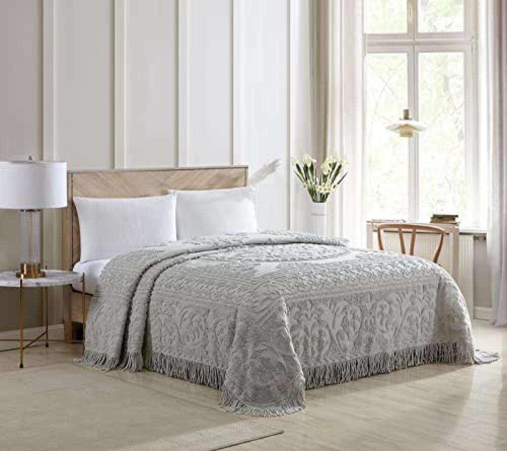 (TG. Doppio) Beatrice Home Fashions Medaglione - Copriletto in ciniglia, matrimo