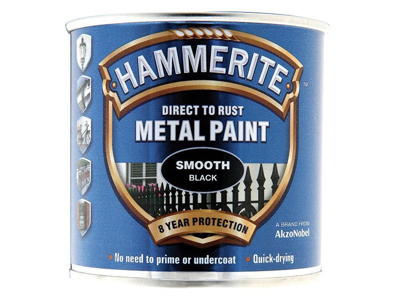 Hammerite - Direct to Rust Smooth Finish Vernice metallica nera 250ml
