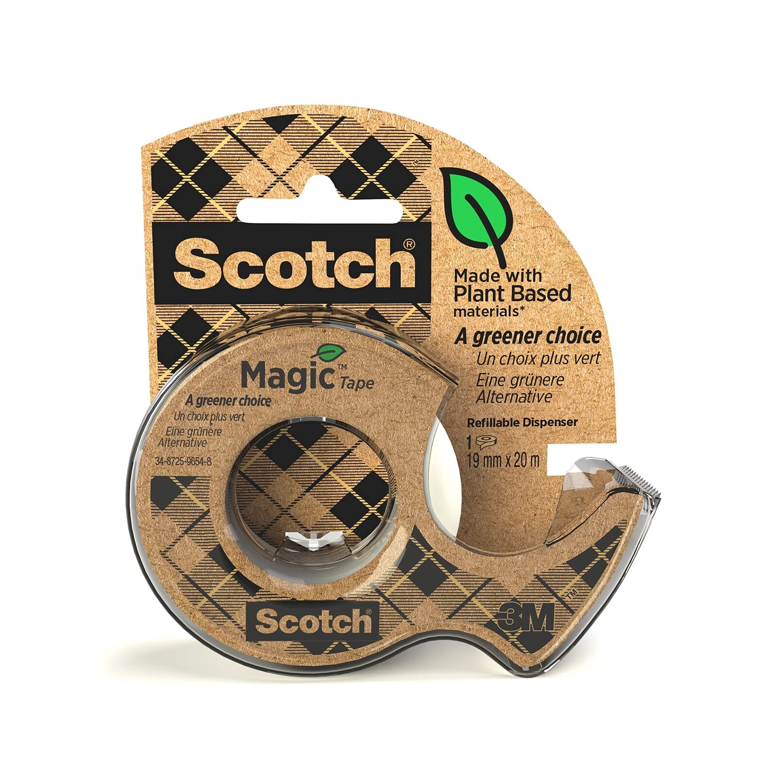 Scotch Magic Handheld Tape Dispenser, Refillable and 100% Recycled. Includes 1 R