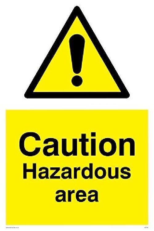 Viking segni wc492-a2p-v"Caution Hazardous area" Sign, vinile, 600 mm altezza x