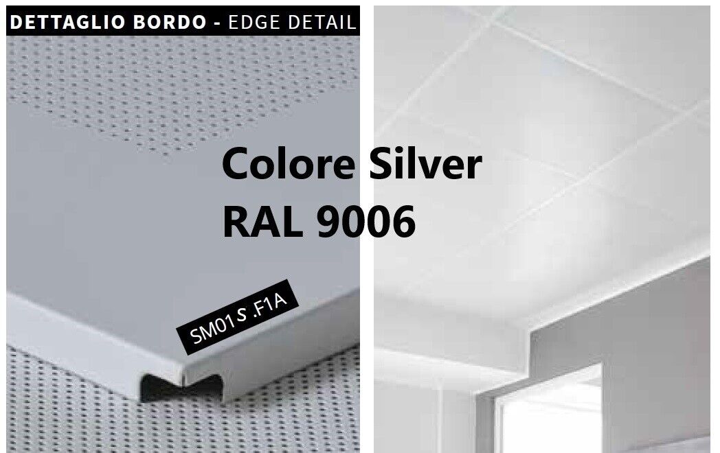 ITP PANNELLI Metallici Controsoffitto SILVER 60x60x1.5cm 20pz 7.20mq Forato F1A