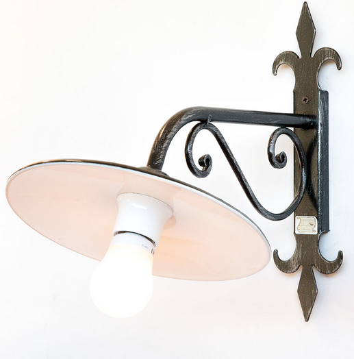 LINEA PIATTO CRUCCOLINI APPLIQUE ø 27 in ferro battuto e piatto smaltato 1 luce