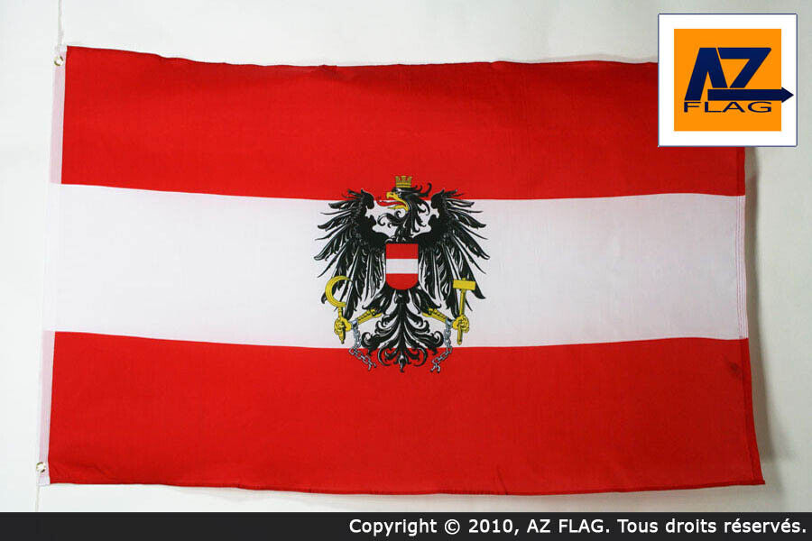 BANDIERA AUSTRIA CON AQUILA 250x150cm - GRAN BANDIERA AUSTRIACA CON STEMMA 150 x