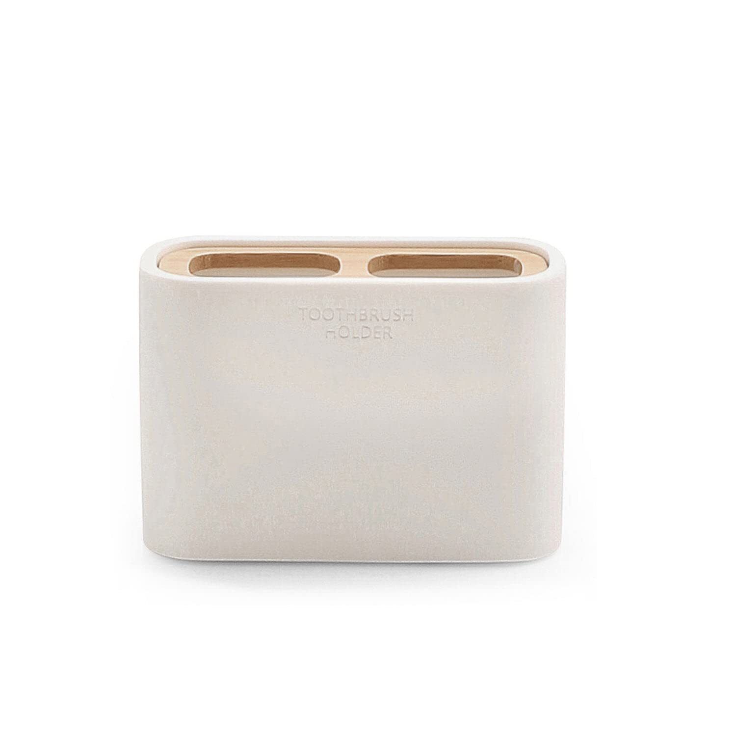Porta spazzolino Bicchiere Porta spazzolini Resina / Bambù Bianco 1398/02 GEDY