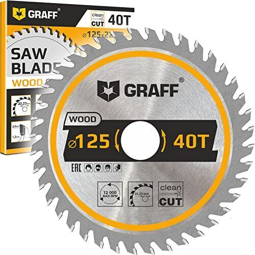 GRAFF Lama per Sega Circolare per Legno 125 x 22,23mm x 40 Denti - Lama (y6m)