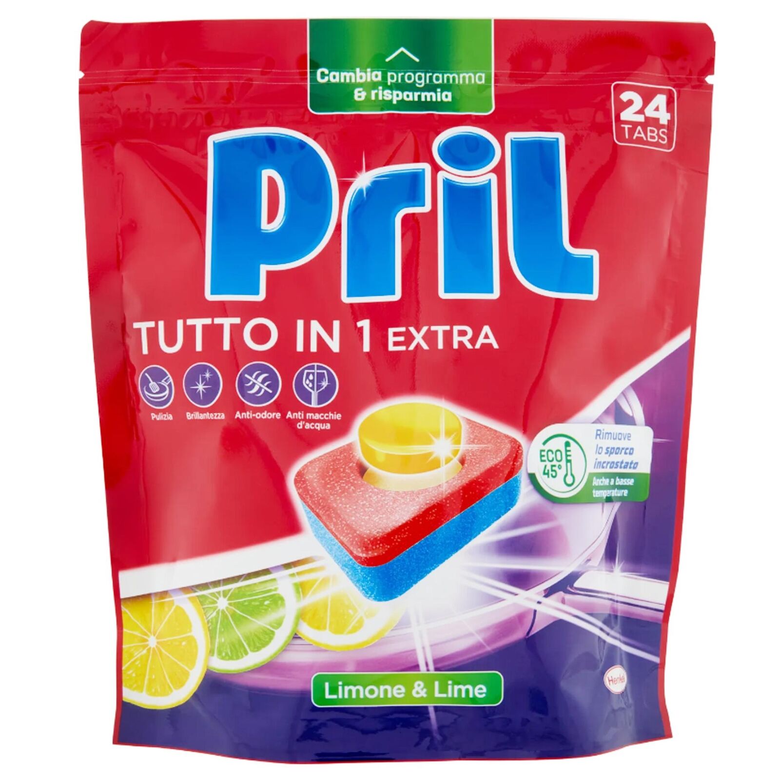 PRIL TUTTO IN 1 EXTRA TABS PER LAVASTOVIGLIE 24PZ LIMONE E LIME