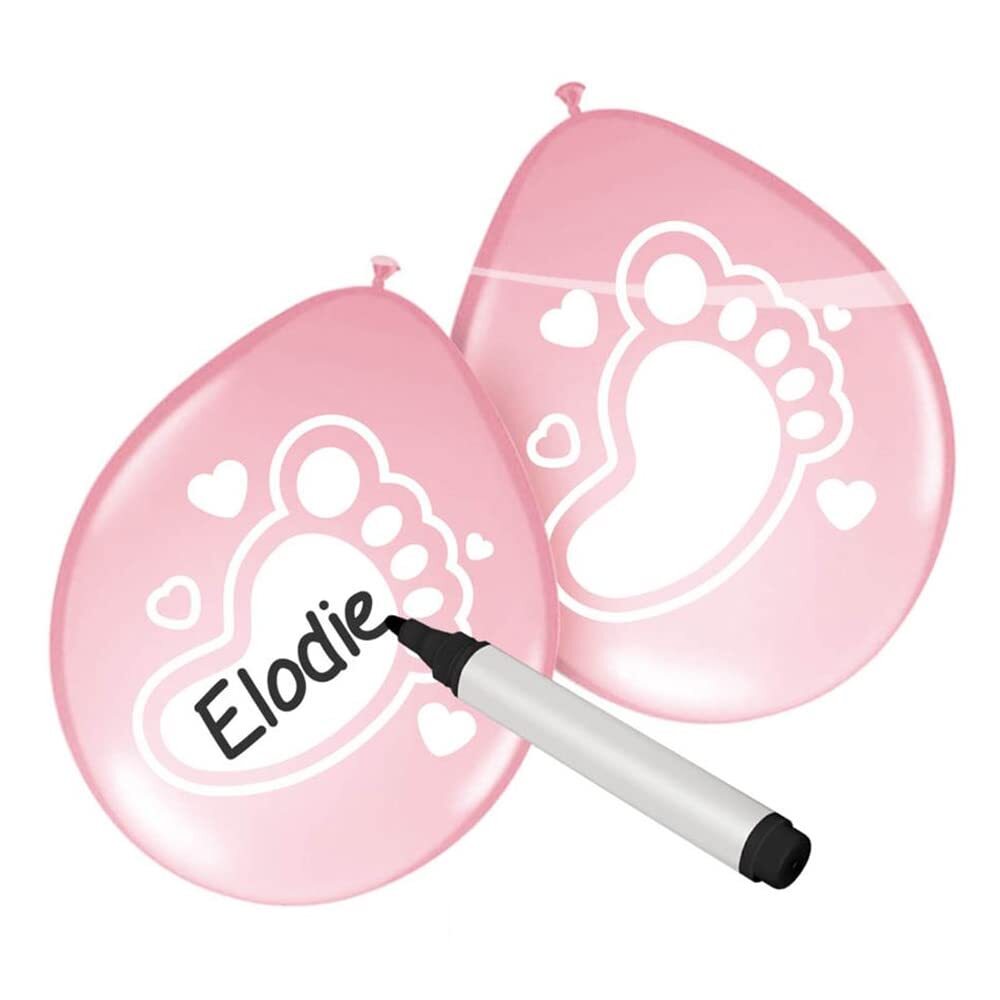 Folat 08591 Writable Balloons Baby Girl - 6 pieces, Pink