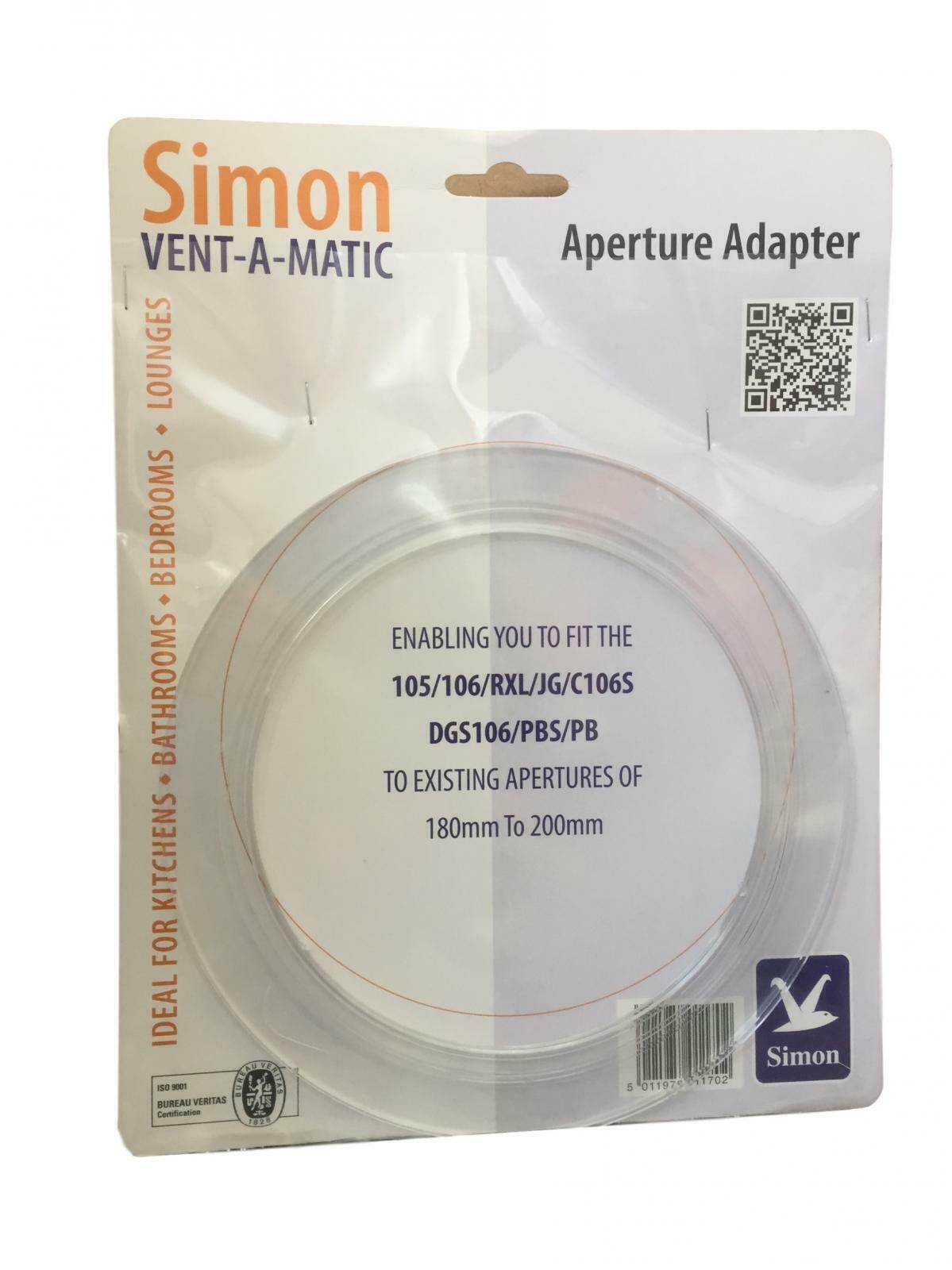 Adattatore per apertura Simon Vent-A-Matic fino a 200 mm