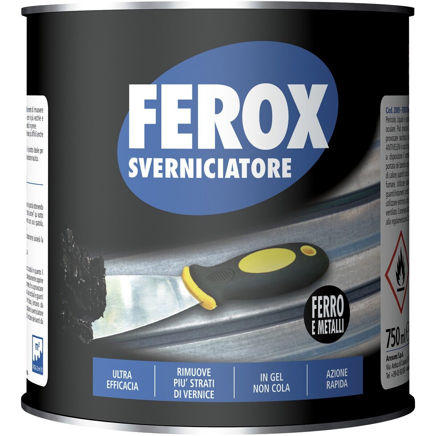 FEROX Sverniciatore Rimuovi Pittura Smalto in Gel per Ferro Metallo 750 ml