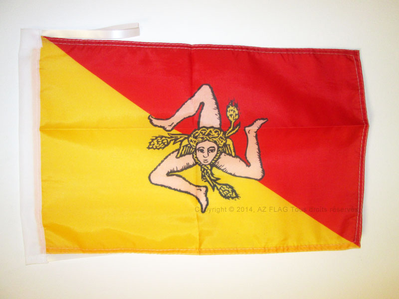 BANDIERA SICILIA 45x30cm - BANDIERINA SICILIANA - ITALIA 30 x 45 cm cordicelle -