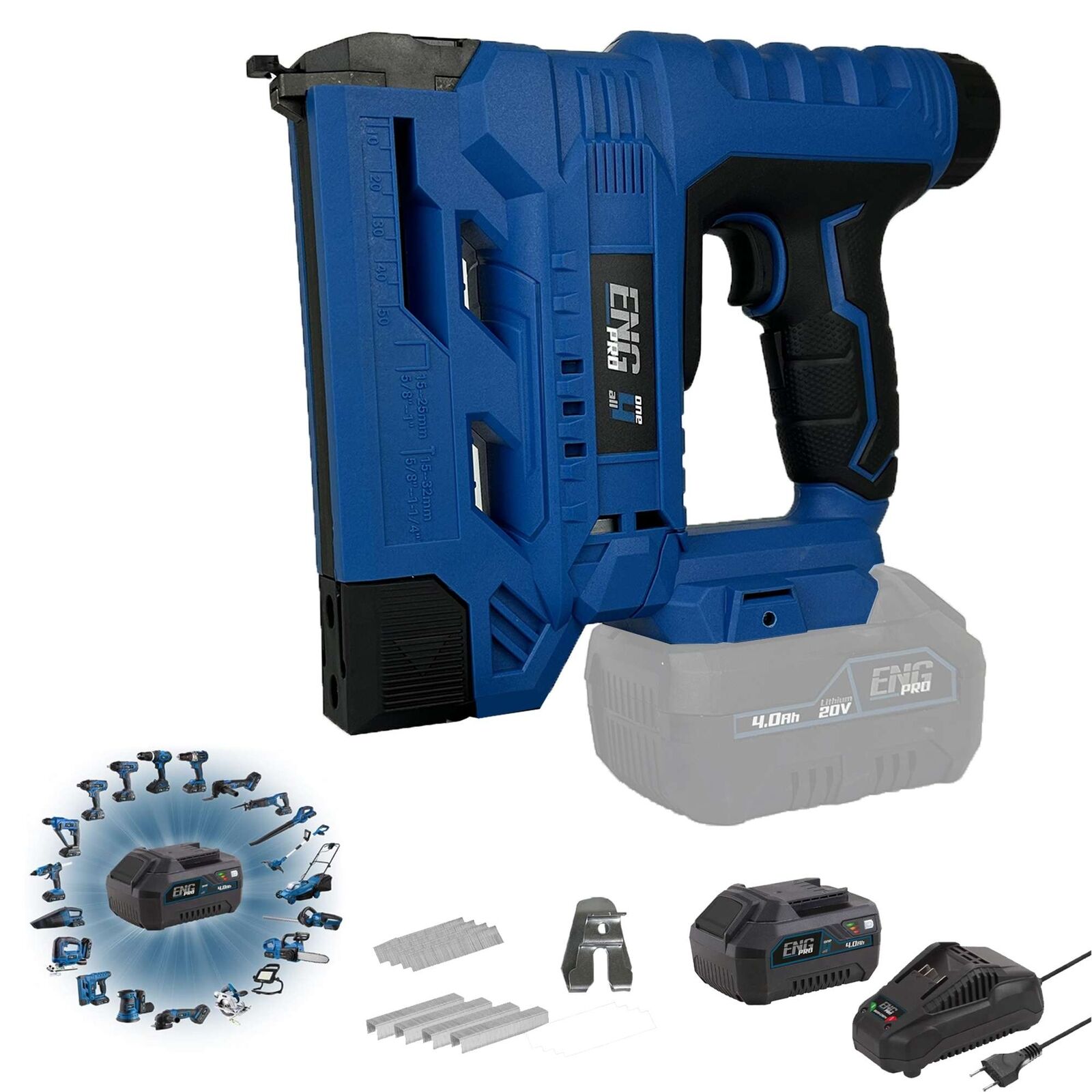Graffettatrice e Sparachiodi Linea professionale ONE4ALL 20V - 1 batteria 4.0Ah