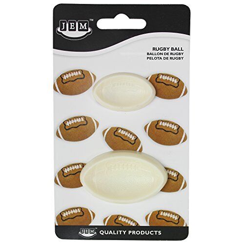 JEM 1102EP007 Stampi a Forma di Pallone da Rugby per Cake Design, Bianco, 6x2x3.