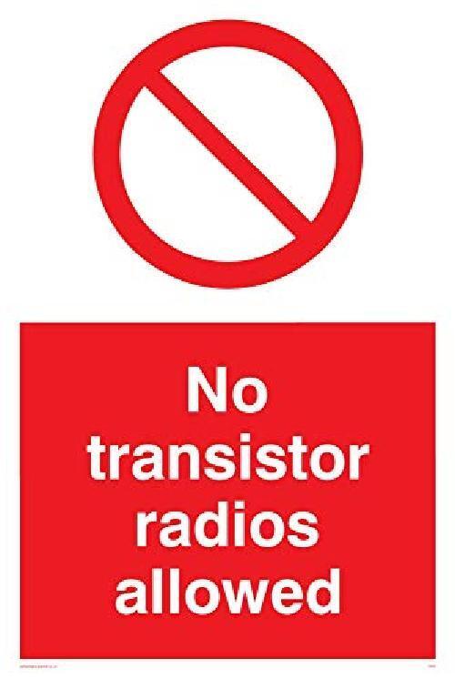 Viking segni pv51-a6p-v"No transistor radio Allowed" Sign, vinile, 150 mm altezz