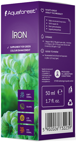 iron aquaforest integratore ferro acquario marino coralli 50ml 1 goccia 100 Litr