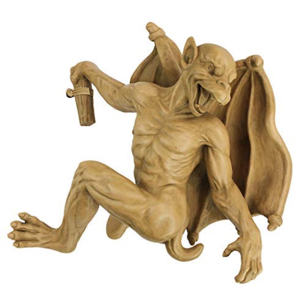 (TG. 25.5x26.5x33 cm) Design Toscano NG832115 Scultura Gaston Il Gargoyle, Pietr