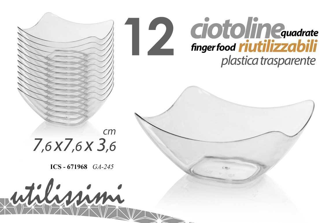 12 CIOTOLA QUADRATE Finger Food PASTICCERIA DOLCI APERITIVO PLAST Gold 7,6*3,6