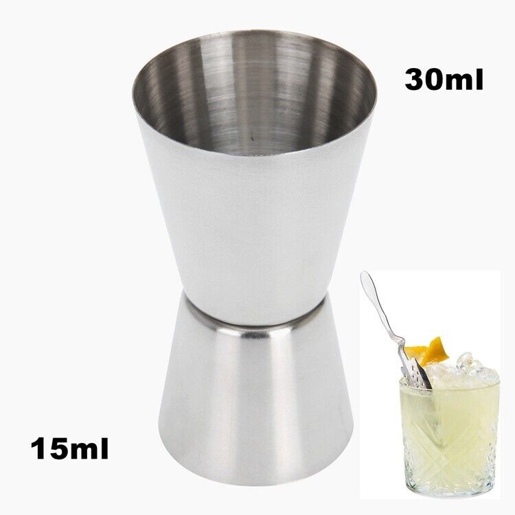BICCHIERE MISURINO PER COCKTAIL IN ACCIAIO DOPPIA MISURA 15 - 30 ml