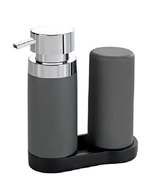 WENKO Set lavapiatti Easy-Squeeze grigio - Dispenser sapone e dispenser detersiv