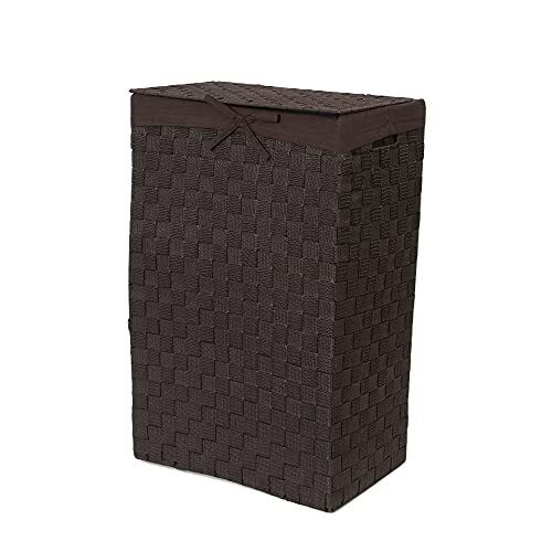 Compactor Tex Cesto Portabiancheria Quadrato Con Coperchio, Cioccolato, Tessuto