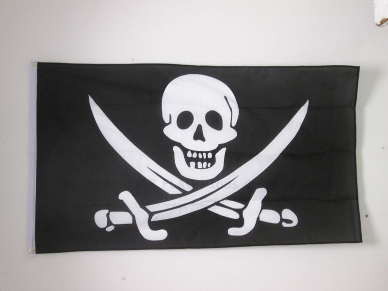 BANDIERA PIRATA JACK RACKHAM 250x150cm - GRAN BANDIERA DEI PIRATI - TESCHIO 150