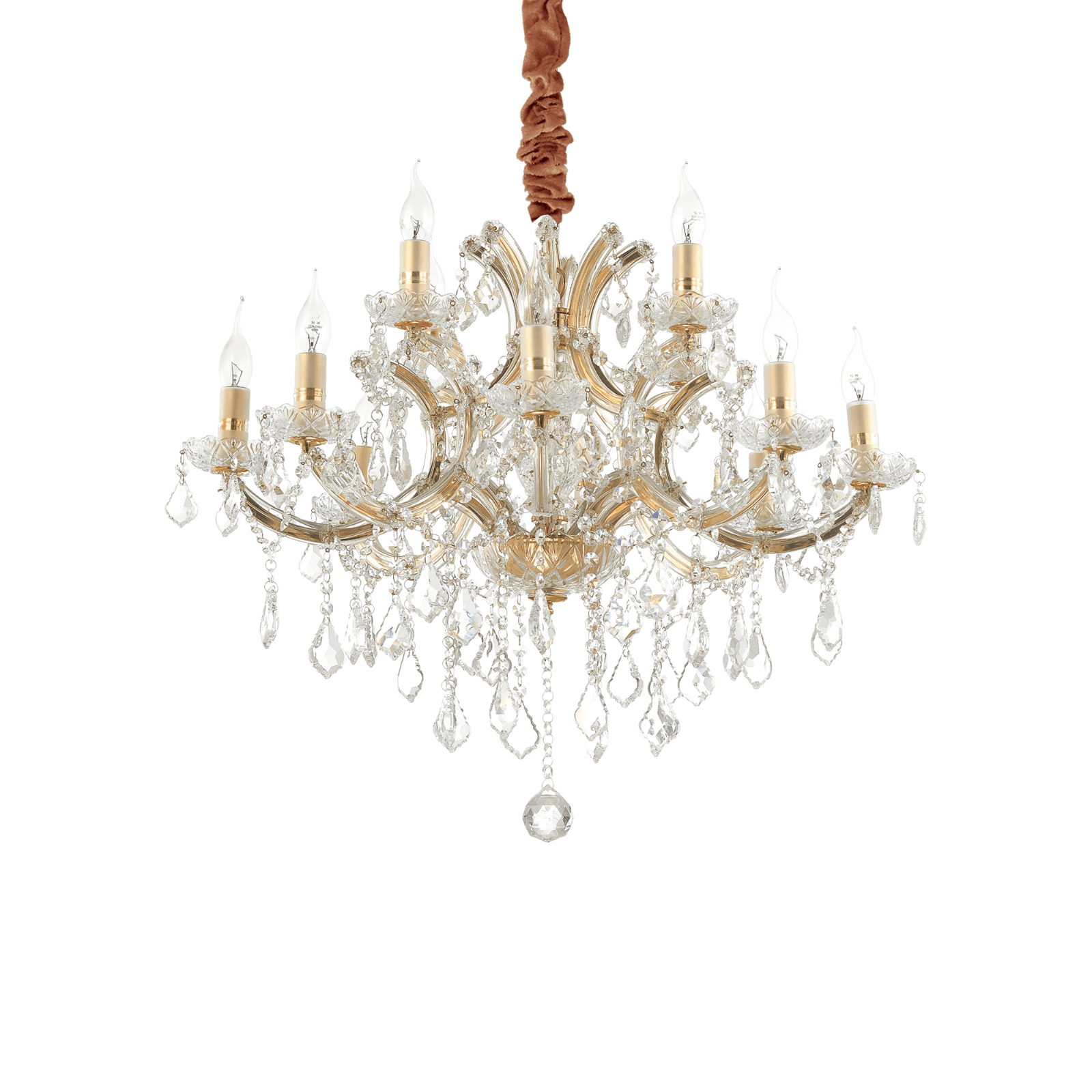 LAMPADARIO IN CRISTALLO IDL Art. NAPOLEON SP12 ORO SUPER PREZZO LEGGI