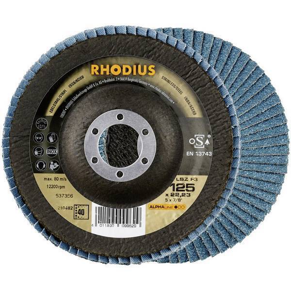 RHODIUS 210483 LSZ F3 DISCO CON FALDE DIAMETRO 125 MM FORO 22.23 ACCIAIO