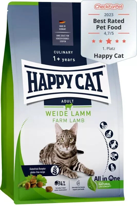 Happy Cat Culinary1,3kg Lamb Cibo secco gatti cuccioli crocchette Agnello Carne