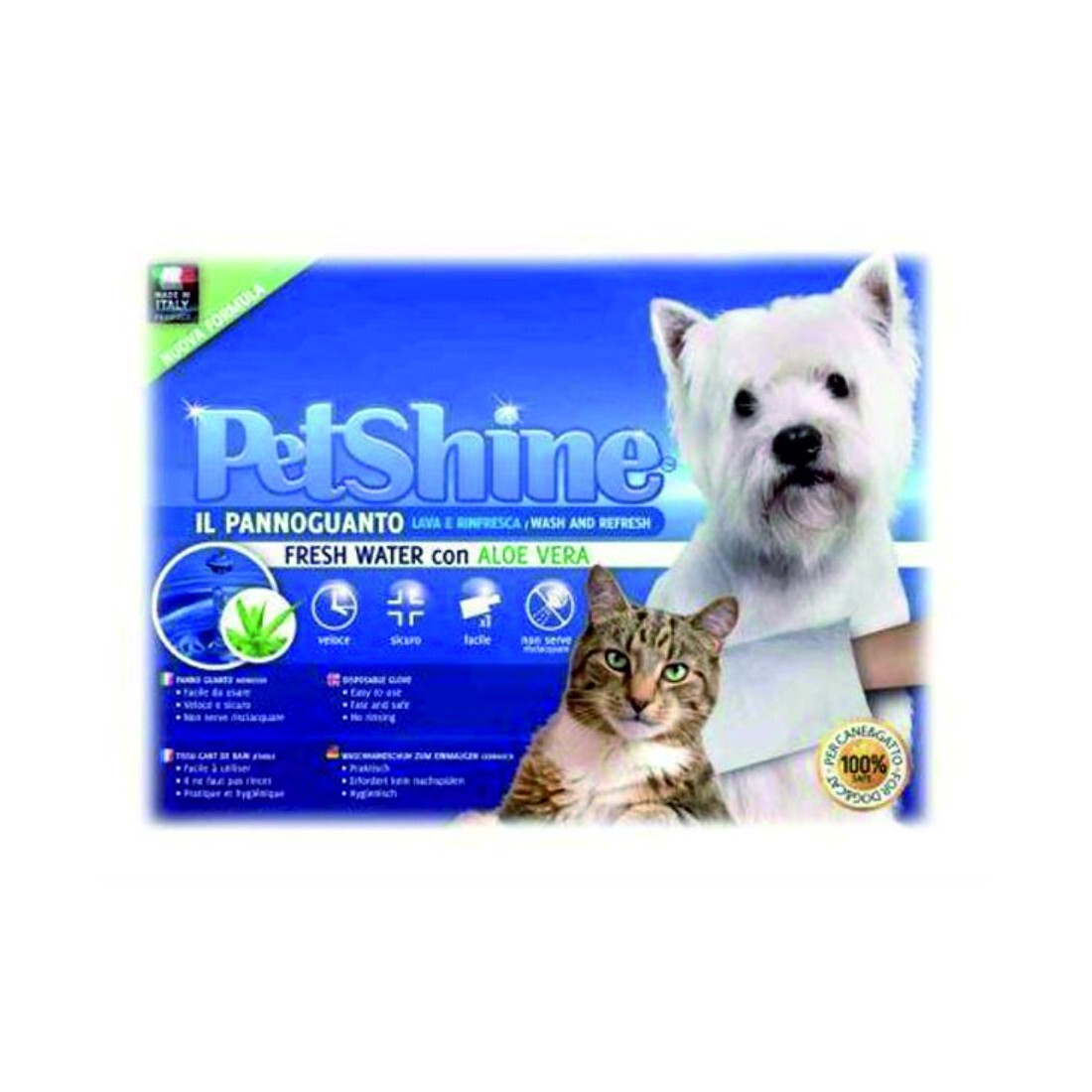 Petshine Pannoguanto Fresh Water per cani gatti con Aloe Vera